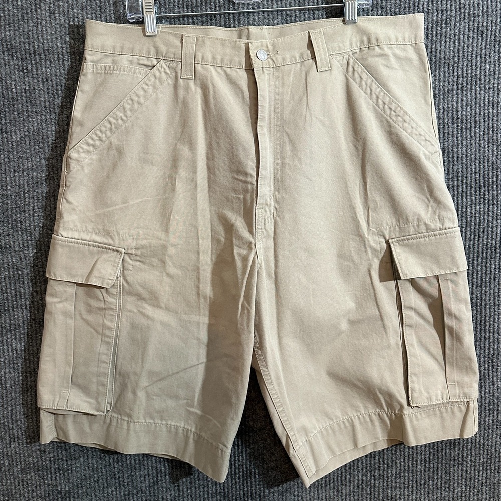 Levi's Mens‎ Cargo Shorts Size 38 Beige 100% Cotton Outdoor Flat Front High Rise